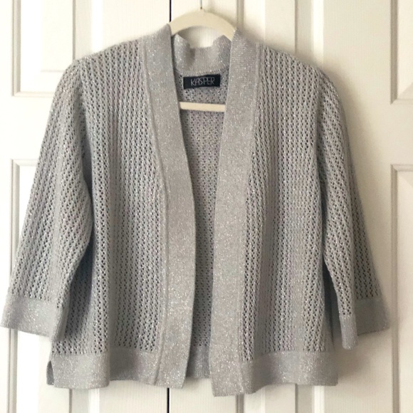 Kasper Sweaters - Silver Cropped Sweater